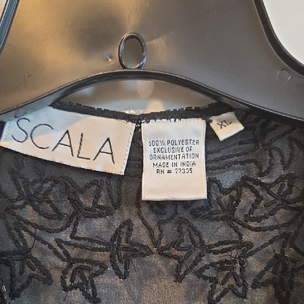 Scala Black Sheer Embroidered Cardigan - Picture 2 of 6
